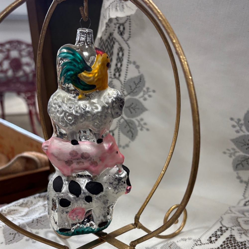 Farm Animal Glass Ornament